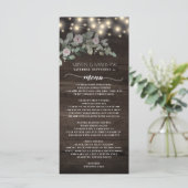 Elegant Rustic Wood Lights Boho Greenery Wedding Menu (Staand voorkant)