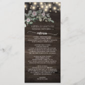 Elegant Rustic Wood Lights Boho Greenery Wedding Menu (Voorkant)