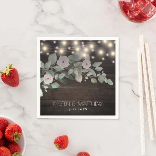 Elegant Rustic Wood Lights Boho Greenery Wedding Servet (Insitu)