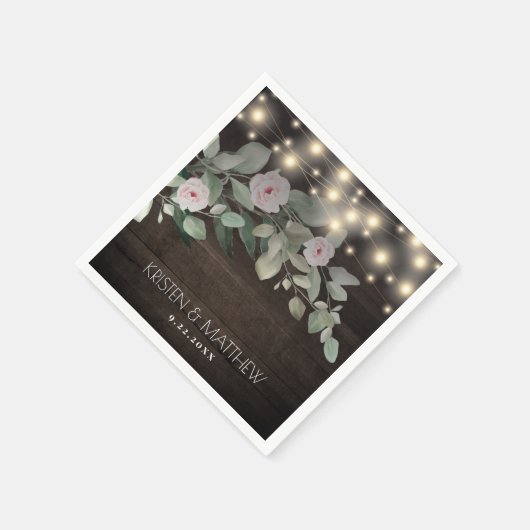 Elegant Rustic Wood Lights Boho Greenery Wedding Servet (Hoek)