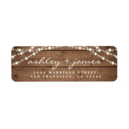 Elegant Rustic Wood Lights Wedding Return Address Etiket