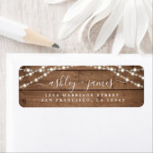 Elegant Rustic Wood Lights Wedding Return Address Etiket (Insitu)