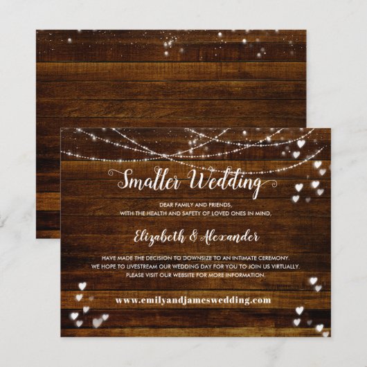 Elegant Rustic Wood met kleinere bruiloft Aankondiging (Voorkant / Achterkant)