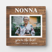 Elegant Rustic Wood Nonna Custom Photo Plaque Fotoplaat (Voorkant)