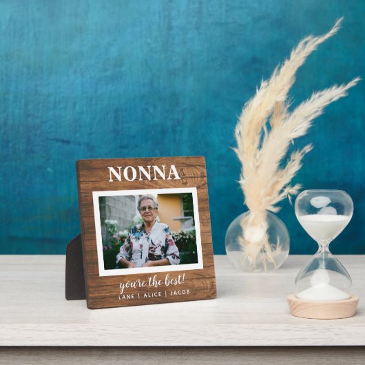 Elegant Rustic Wood Nonna Custom Photo Plaque Fotoplaat (Insitu)