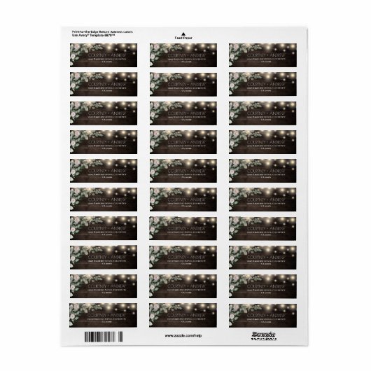 Elegant Rustic Wood String Lights Boho Greenery Etiket (Full Sheet)