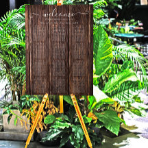 Elegant Rustic Wood Wedding Seding Chart