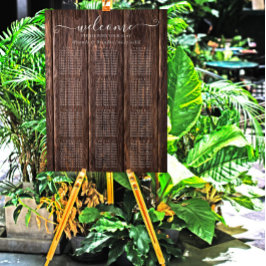 Elegant Rustic Wood Wedding Seding Chart Poster