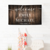Elegant Rustic Wood Wedding Welcome Banner (Insitu)
