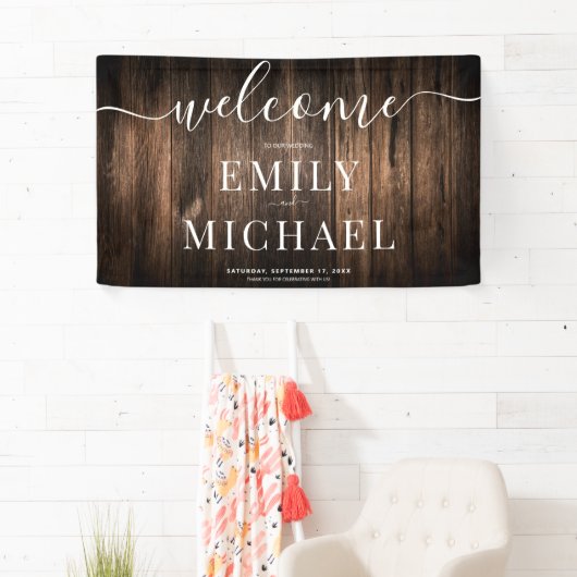 Elegant Rustic Wood Wedding Welcome Banner (Insitu)