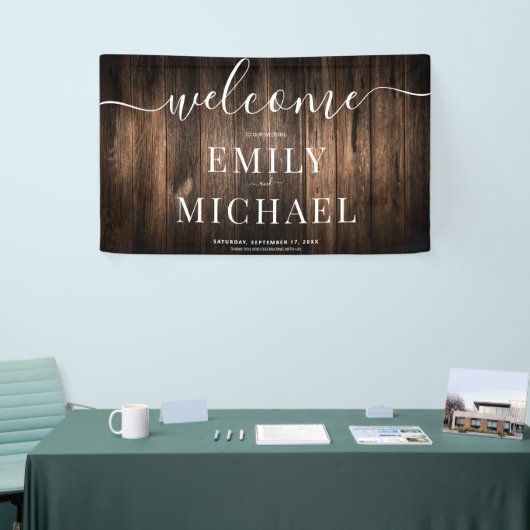 Elegant Rustic Wood Wedding Welcome Banner (Beurs)