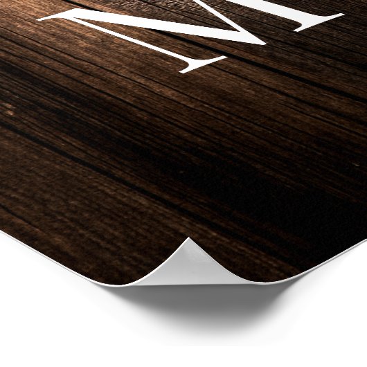 Elegant Rustic Wood Wedding Welcome Sign Poster (Hoek)