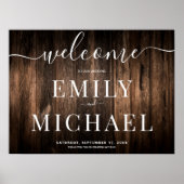 Elegant Rustic Wood Wedding Welcome Sign Poster (Voorkant)