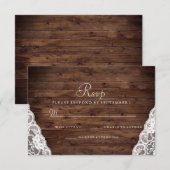 Elegant Rustic Wood White Lace Wedding RSVP (Voorkant / Achterkant)