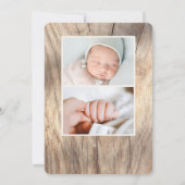 Elegant Rustic Woodgrain Fotoaankondiging Kaart (Achterkant)