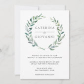 Elegant Rustic Wreath Greenery Wedding Kaart (Voorkant)