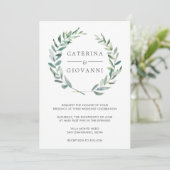 Elegant Rustic Wreath Greenery Wedding Kaart (Staand voorkant)