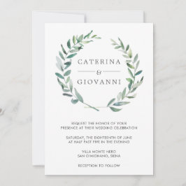 Elegant Rustic Wreath Greenery Wedding Kaart