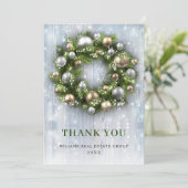 Elegant Rustic Wreath Kerstfeestdag Bedankkaart (Staand voorkant)