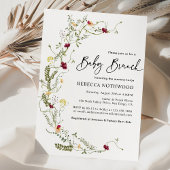Elegant Rustic Wreath Wildflower Baby Brunch Kaart