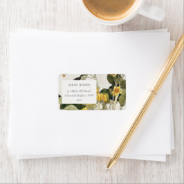 Elegant Rustic Yellow Daffodil Floral Address Etiket