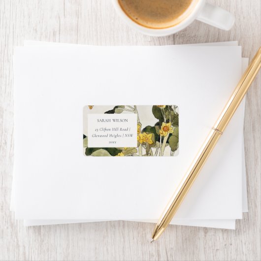 Elegant Rustic Yellow Daffodil Floral Address Etiket (Insitu)