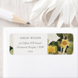 Elegant Rustic Yellow Daffodil Floral Etiket