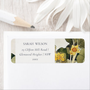 Elegant Rustic Yellow Daffodil Floral Etiket