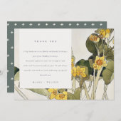 Elegant Rustic Yellow Daffodil Floral Wedding Bedankkaart (Voorkant / Achterkant)