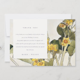 Elegant Rustic Yellow Daffodil Floral Wedding Bedankkaart