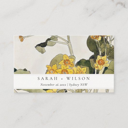 Elegant Rustic Yellow Daffodil Floral Wedding Plaatskaartje (Voorkant)