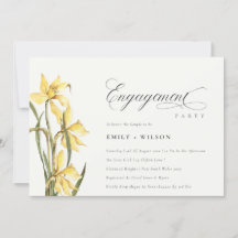 Elegant Rustic Yellow Daffodil Verloving Invite