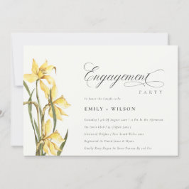 Elegant Rustic Yellow Daffodil Verloving Invite Bedankkaart