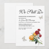 Elegant Rustic Yellow Red Roses Vow Renewal Kaart (Voorkant / Achterkant)