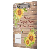 Elegant Rustic Yellow Sunflower Custom Business Klembord (Links)