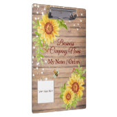 Elegant Rustic Yellow Sunflower Custom Business Klembord (Rechts)