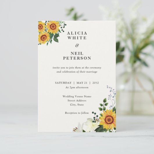 Elegant Rustic Yellow Sunflower & Wilde bloemen  Kaart (Staand voorkant)