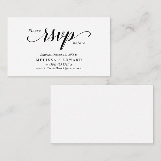 Elegant Rustic, Zwart Manuscript, RSVP antwoordt,  Informatiekaartje (Voorkant / Achterkant)