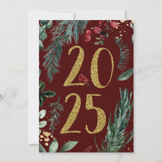 Elegant rustiek 2025 Nieuwjaar vakantie Kaart (Voorkant)