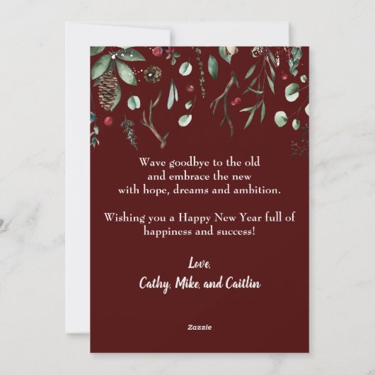 Elegant rustiek 2025 Nieuwjaar vakantie Kaart (Achterkant)