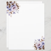 Elegant rustiek aquarel bloemstationery papier (Voorkant / Achterkant)