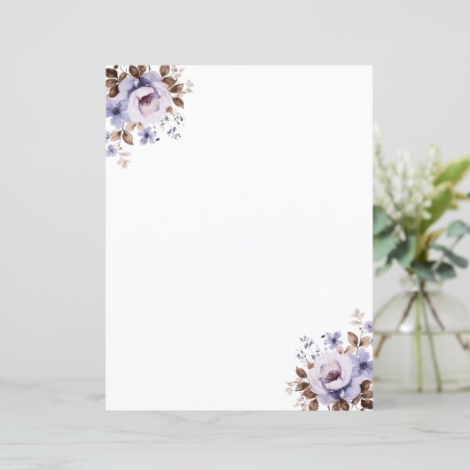 Elegant rustiek aquarel bloemstationery papier (Staand voorkant)