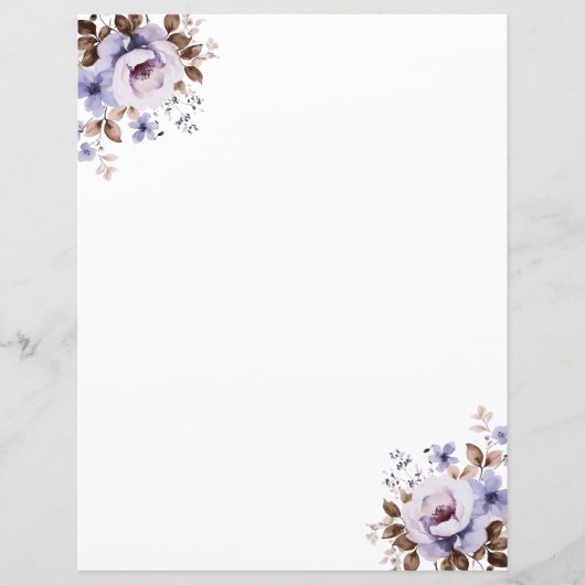 Elegant rustiek aquarel bloemstationery papier (Voorkant)