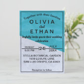 Elegant rustiek blauw en grijs Abstract bruiloft Kaart (Staand voorkant)