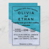 Elegant rustiek blauw en grijs Abstract bruiloft Kaart (Voorkant / Achterkant)