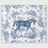 Elegant  Rustiek Blauw Paard Bloementoilet Cadeaupapier (Vlak)