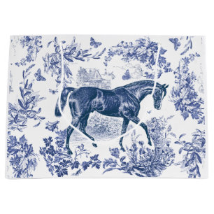 Elegant  Rustiek Blauw Paard Bloementoilet Groot Cadeauzakje