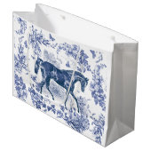 Elegant  Rustiek Blauw Paard Bloementoilet Groot Cadeauzakje (Voorkant Gekanteld)
