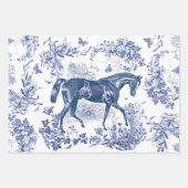 Elegant  Rustiek Blauw Paard Bloementoilet Inpakpapier Vel (Voorkant 2)