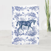 Elegant  Rustiek Blauw Paard Bloementoilet Kaart (Voorkant)